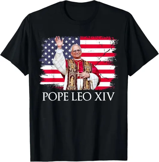 Discover New Pope Leo XIV Robert American Flag Unisex T-Shirt