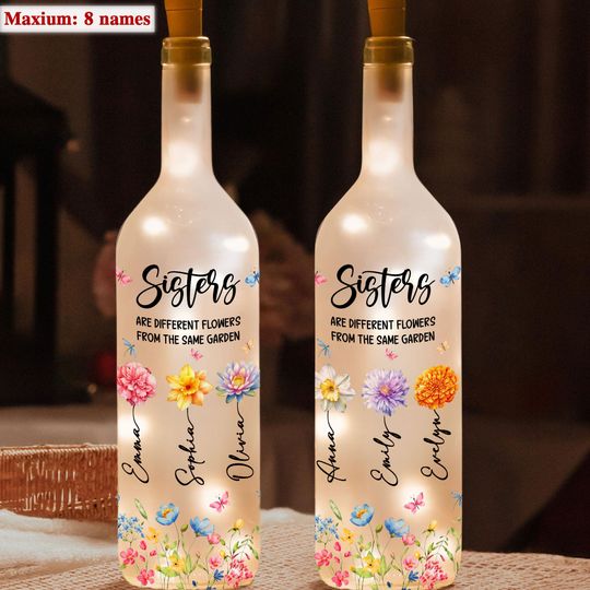 Discover Personalized Sisters Are Different Flowers From The Same Garden Bottle Night Lamp