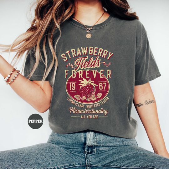 Discover Strawberry Fields Rock Band Comfort Colors Shirt, Old School Band Tees