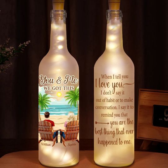 Discover Back Sitting Couple You & Me We Got This When I Tell You - Personalized Bottle Light