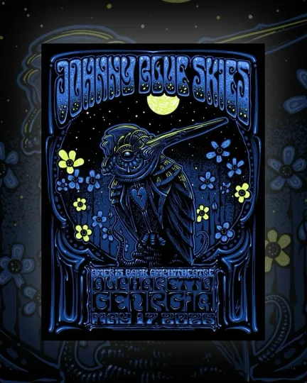 Discover Johnny Blue Skies Poster – Charlotte NC May 17 2025 Night Bloom Art