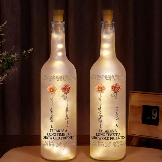 Discover Birth Flower Grow An Old Friend Bestie - Personalized Bottle Light
