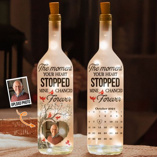 Discover The Moment Your Heart Stopped Mine Changed Forever Bottle Lamp