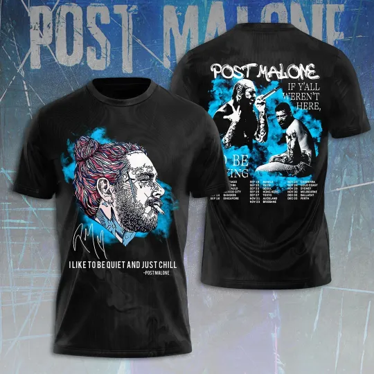 Discover Post Malone Tour Music Big Ass Stadium Tour 2025 Inspired 3D T-Shirt Gift 2025