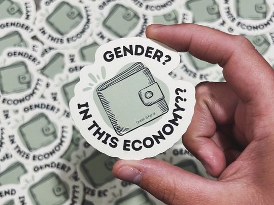 Discover Gender? In This Economy?? Non-Binary Sticker, Queer Laptop Decal, Gay Pride