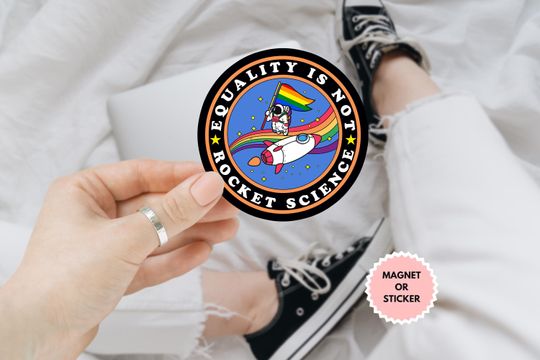 Discover Lgbt Equality Not Rocket Science Pride Ally Car Magnet/Sticker, LGBTQ Sticker