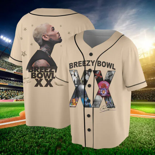 Discover Chris Brown Tour Jersey, 2025 Chris Brown Tour Breezy Bowl XX Jersey, Chris Brown Graphic Jersey