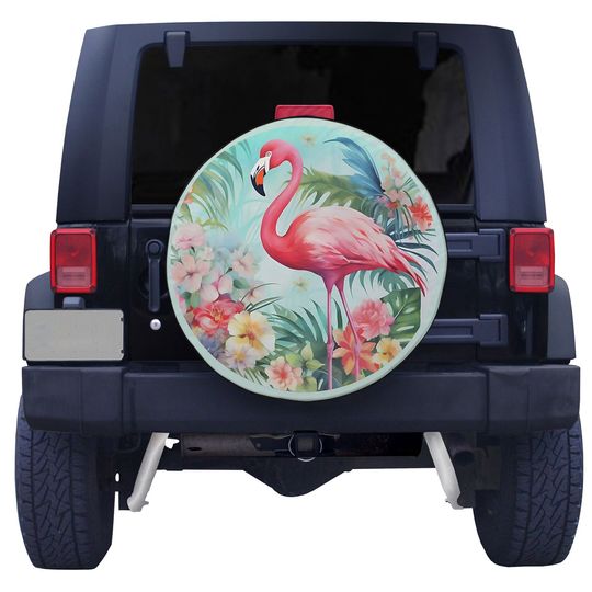 Discover Pink Flamingo Spare Tire Cover