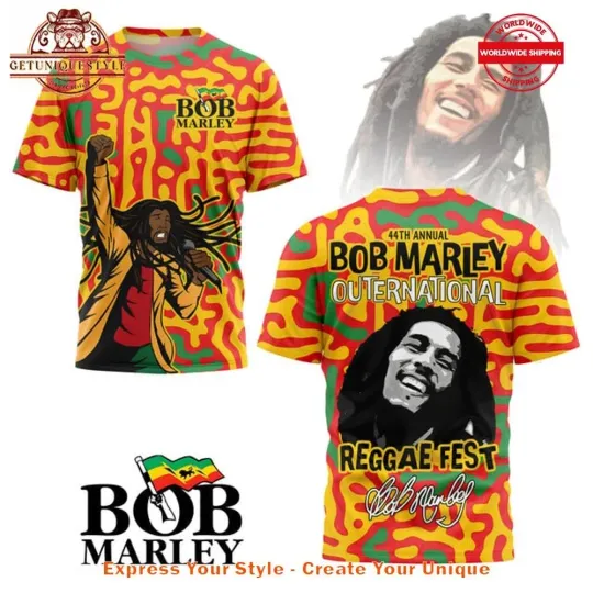 Discover Bob Marley 44th Annual Outernational Reggae Fest 2025 3D T-Shirt