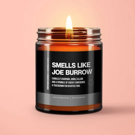 Discover Smells Like Joe Burrow Bengals Inspired Fan 9oz Soy Wax Candle Man Cave Decor