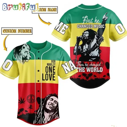 Discover Bob Marley First He Changed Music Then He Changed The World Baseball Jersey