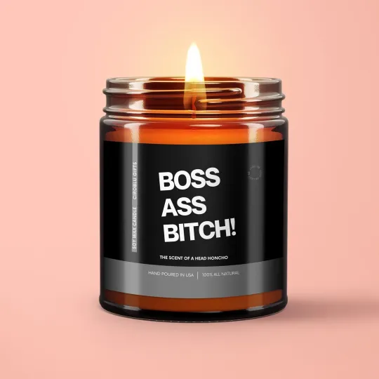 Discover Boss Ass B*tch Candle, Funny Girl Boss Gift, Housewarming, Bestie Gift