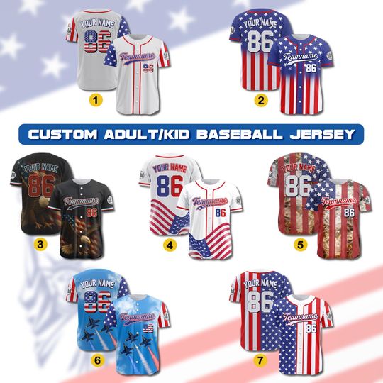 Discover Personalized 4th of July Patriotic Jersey for Men Women Youth Kid