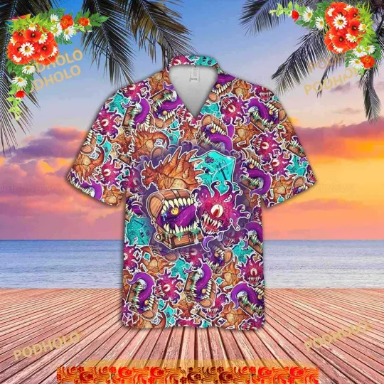 Discover Monsters Funny Hawaiian Shirt, Dnd Hawaii Shirt, Dnd Button Up Shirt