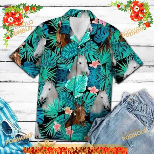 Discover Arabian Horse Aloha Hawaiian Shirt Colorful Summer Beach Hawaiian Shirt