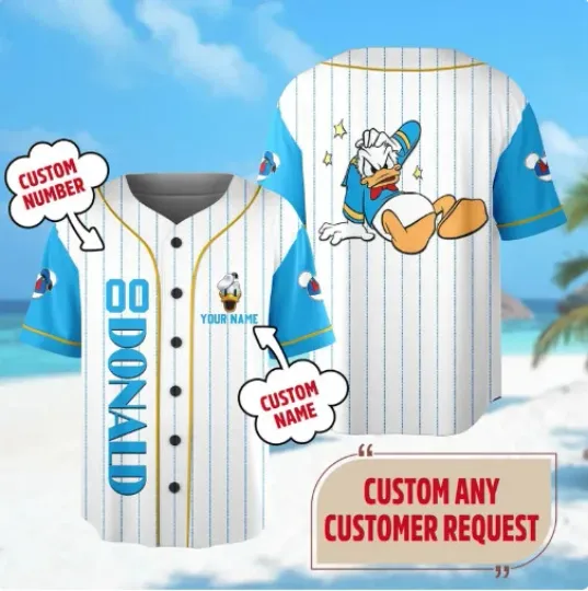 Discover Custom Disneyyy Donald Duckk Baseball Jersey, Funny Duck Baseball Jersey