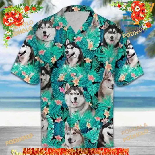 Discover Husky Dog Funny Hawaiian Shirt, Dog Hawaii Shirt