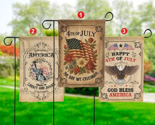 Discover Retro 4th Of July Garden Flag, Patriotic US Flag, Statue of Liberty Garden Flag