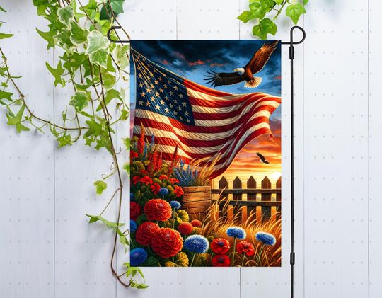 Discover Patriotic Garden Flag PNG Sublimation Design Yard Flag