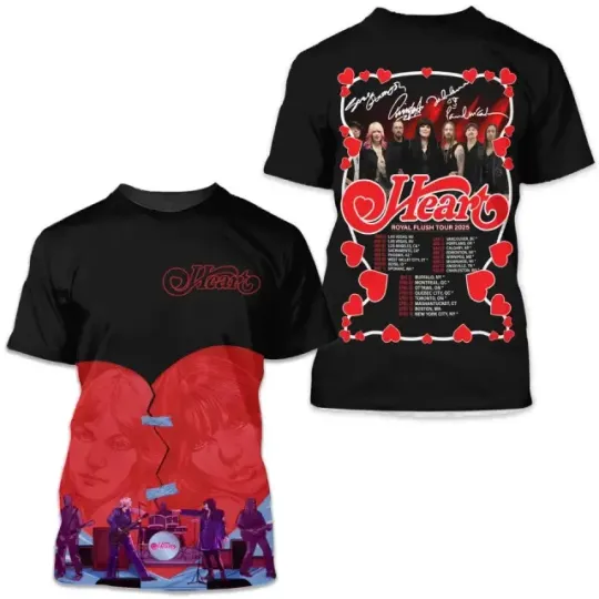 Discover Heart Royal Flush Tour 2025 Signature 3D T-Shirt