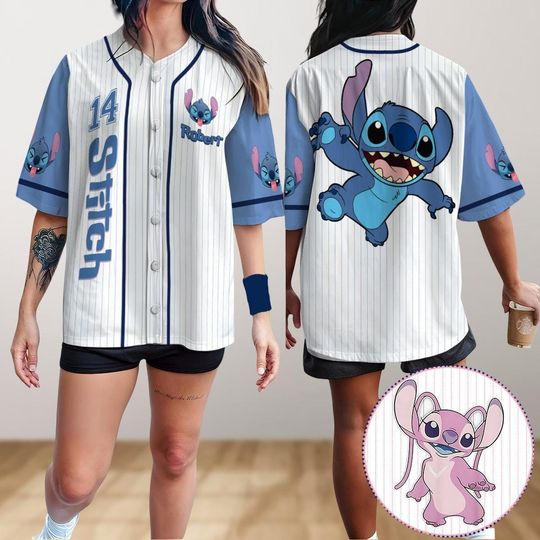 Discover Personalized Disneyyy Stitchh Angel Baseball Jersey