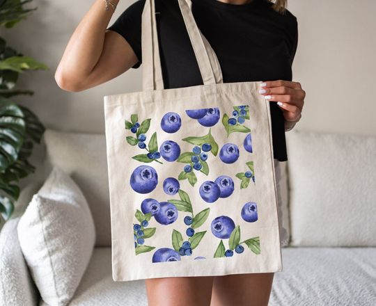 Discover Watercolor Blueberry tote Bag Italian Tote Bag Cottage core Fruit Tote