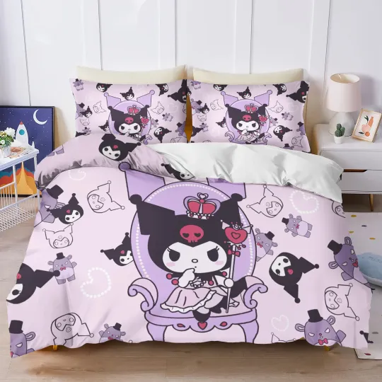 Discover Kuromi Duvet Cover Pillowcase Bedding Set Bedroom Decor