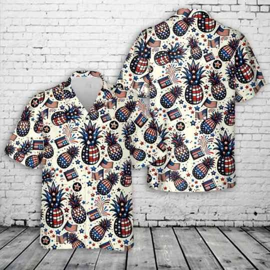 Discover Patriotic Pineapple 4th of July Hawaiian Shirt