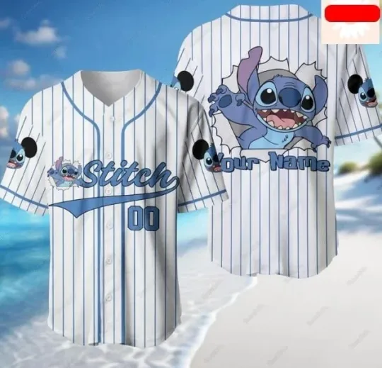 Discover Stitchh Baseball Jersey, Custom Name Cartoon Jersey Team, Movie Characters Jersey