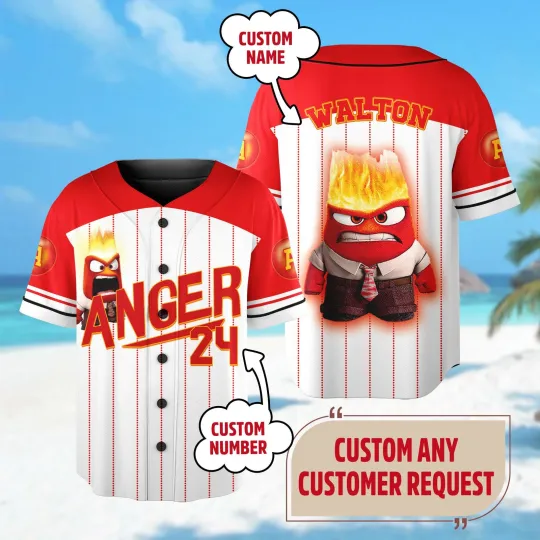 Discover Personalized Insidee Outt Anger Baseball Jersey Insidee Outt Jersey Team Cartoon
