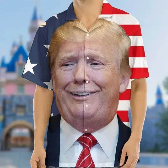 Discover Funny Trump American Flag Make 4th Of July Great Again Patriotic Hawaiian Shirt