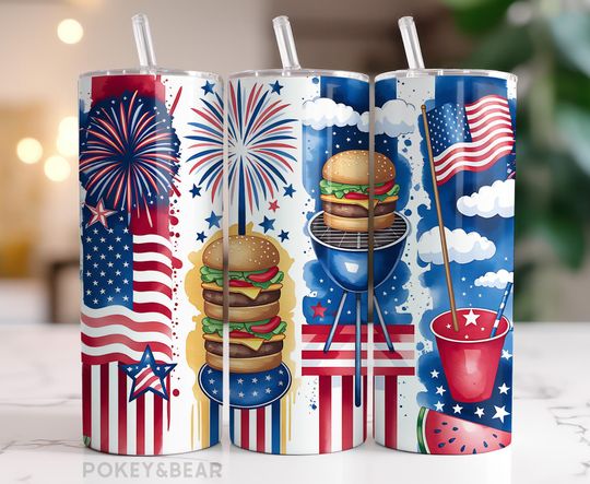 Discover Fourth of July Tumbler  20 oz Skinny Tumbler