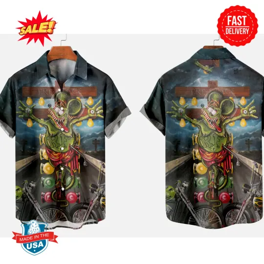 Discover Rat Fink Hawaiian Shirt - Iconic Hot Rod Look,