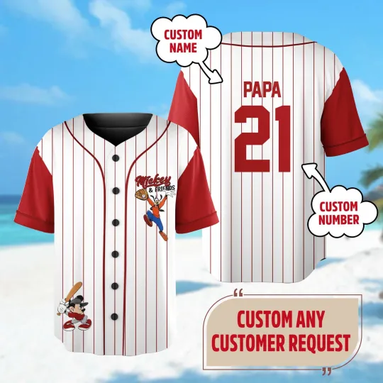 Discover Personalized Mouse And Friends Baseball Jersey Mouse Cartoon Character Jersey