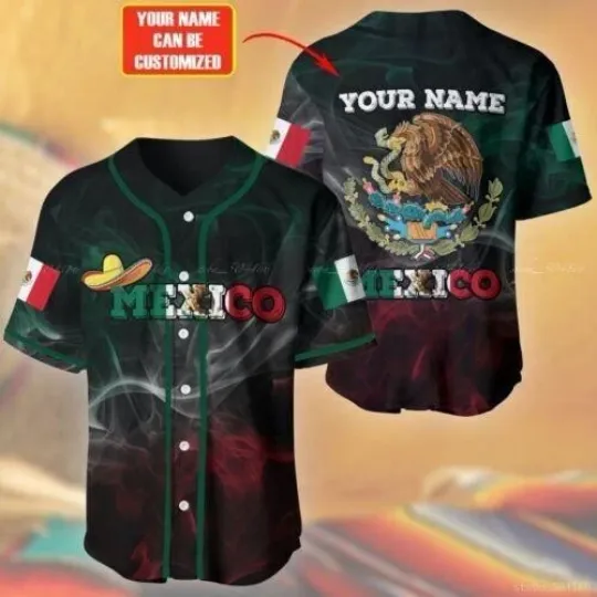 Discover Personalized Name Mexico Eagle AOP New 3D BASEBALL JERSEY
