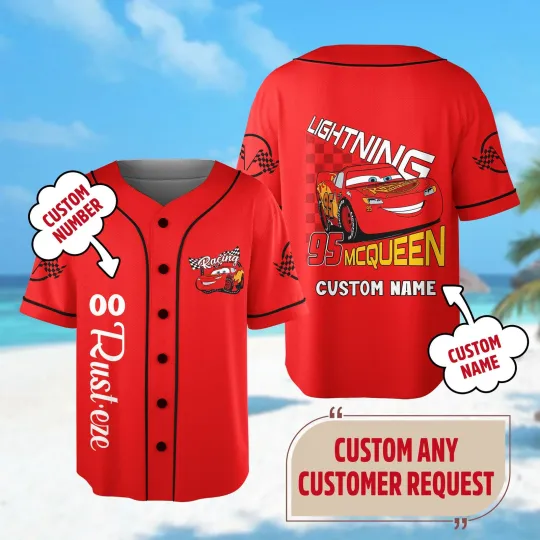 Discover Personalize Lightning carss Baseball Jersey carss Basketball Jersey Cartoon Character