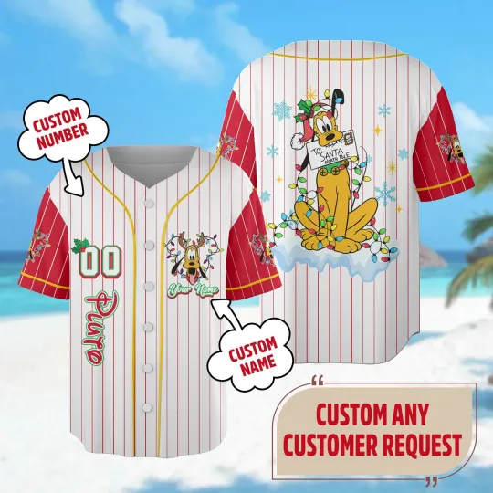 Discover Custom plutoo Christmas Baseball Jersey plutoo Cartoon Jersey Team plutoo Xmas