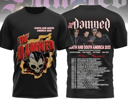 Discover The Damned Rock Band North And South America 2025 3D T shirt