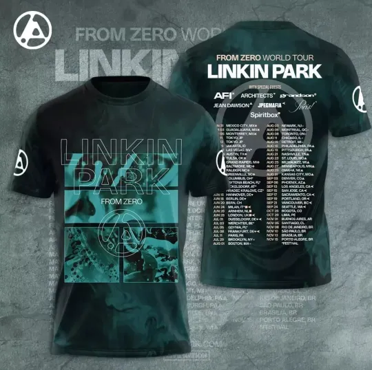 Discover Linkin Park Tour 2025 3D All Over Printed Unisex T-Shirt Gift For Fans