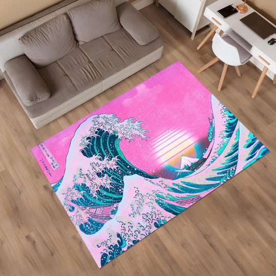 Discover Kanagawa Oki Nami Ura, Japan Rug, Art Rug, Artistic Rug, Home Decor, Area Rug, Aesthetic Rug,Rugs for Living Room,Housewarming Gift