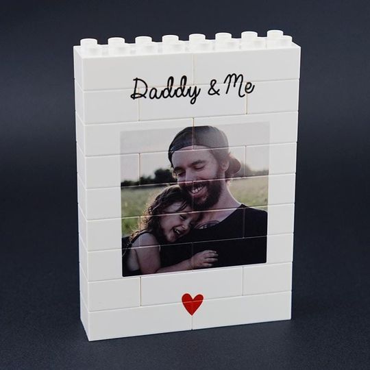 Discover Fathers Day Gift Personalized Daddy and Me Brick Photo