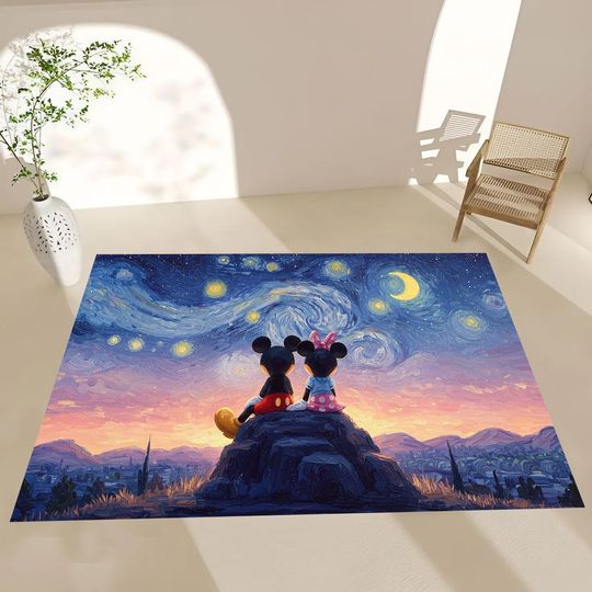 Discover Mickeyy mouse Rug, Minniee Mouse Rug, Starry Night Patterned Rug, Nursery Rug, Area Rug, Home Decor, Mickeyy mouse Decor