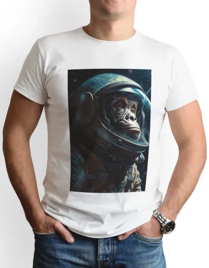 Discover Space Monkey T-Shirt Gift Cool Astronaut Chimp Art Animal Spaceman Funny Cool