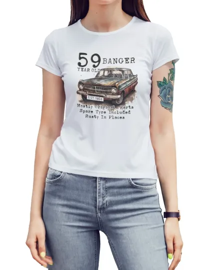 Discover 59th Birthday T-Shirt Womens Funny Car Gift 59 Year Old Banger T Shirt Top Tee