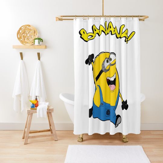 Discover minion banana Shower Curtain