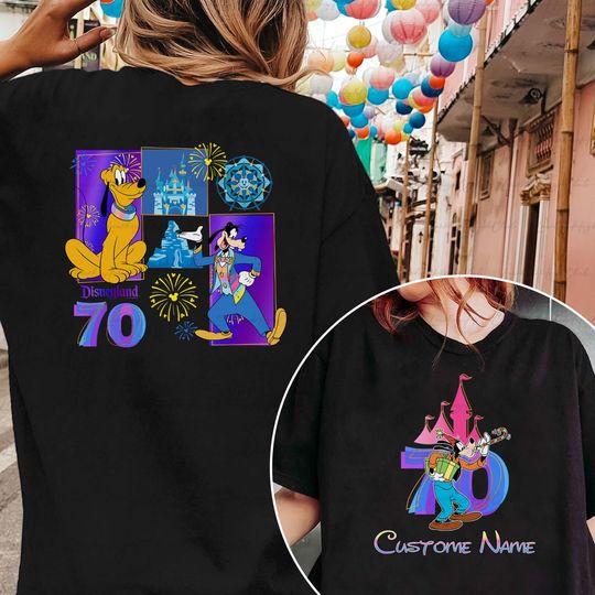 Discover Custome plutoo 70th Disneyyland Resort 2 Sided Shirt, plutoo 70 Years Magical Shirt, Platinum Celebration