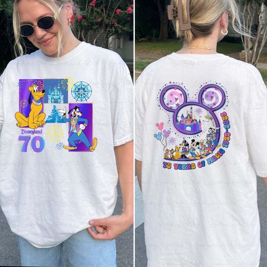 Discover 70th Anniversary goofyy plutoo 2 Sided Shirt, Mickeyy Co Disneyyland Resort 70 Years Shirt
