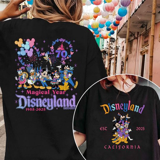 Discover Mickeyy Friends Platinum Party 2 Sided Shirt, Disneyyland 70 Anniversary Shirt, Disneyyy California