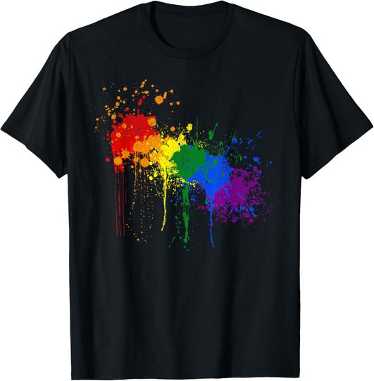 Discover Rainbow Paint Splash Flag LGBT Pride Month T-Shirt
