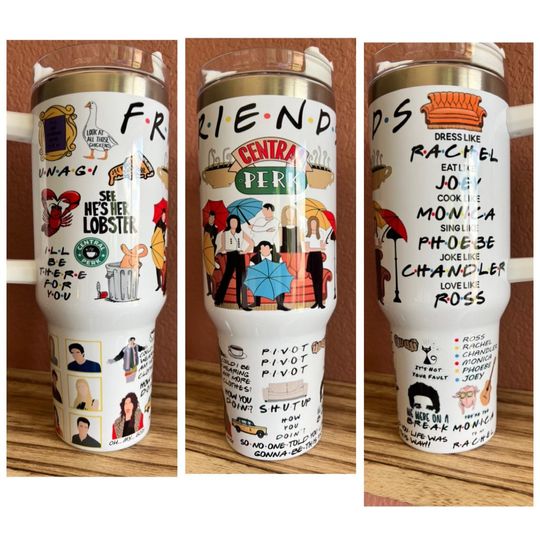 Discover 40 oz Friends Tumbler, TV Fan, Pivot Tumbler, Tumbler with Handle